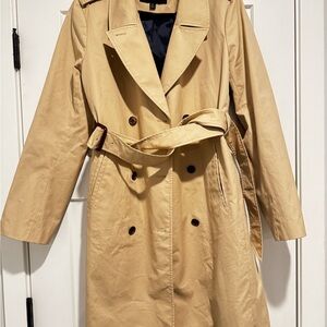 J. Crew Tan Trench Coat with Belt and Wide Lapels